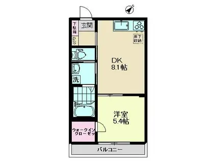 AKマンションVII(1DK/1階)の間取り写真