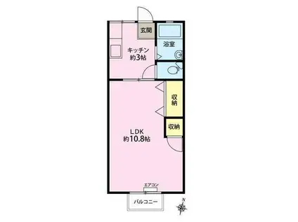 ハイツ八福(1K/2階)の間取り写真