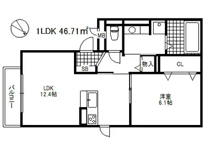 クレール天城通(1LDK/2階)の間取り写真