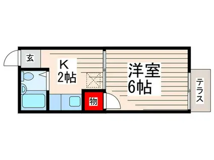 プルミエ・ド・クレールII(1K/1階)の間取り写真