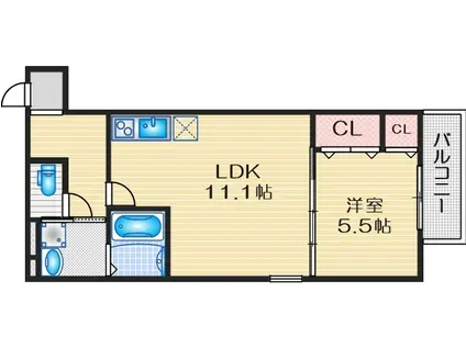 フジパレス服部西町II番館(1LDK/2階)の間取り写真