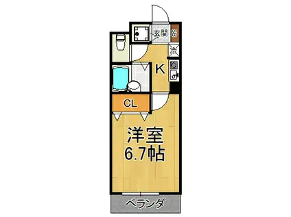 COLLECTION甲東園(1K/2階)の間取り写真