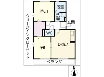 カーサ フロールB(2DK/3階)の間取り写真