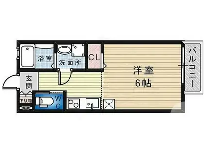 ヒルズ東雲AB棟(1K/1階)の間取り写真