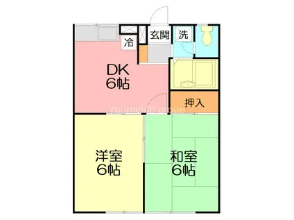 サンウッドI(2DK/1階)の間取り写真