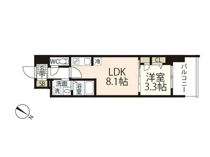 S-RESIDENCE東千田公園ALESIA(1LDK/6階)の間取り写真