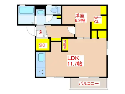 ポラリス (1LDK/2階)の間取り写真