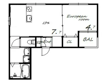 BLANC垂水駅前(1DK/2階)の間取り写真