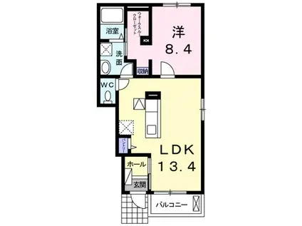 ジェントリー A(1LDK/1階)の間取り写真