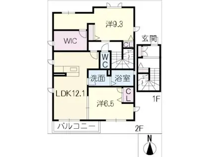 リラフォート B棟(2LDK/2階)の間取り写真