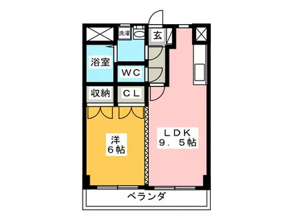 鏡島レイナ(1LDK/2階)の間取り写真