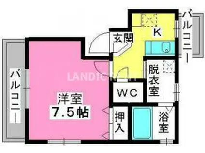 メロウ高取(1K/2階)の間取り写真