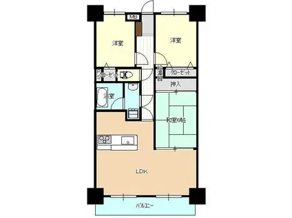 トーカンマンション上ノ橋(3LDK/5階)の間取り写真