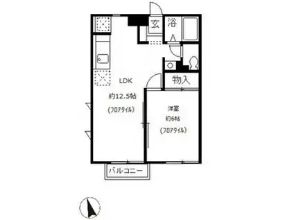 グリーンパーク鳴海(1LDK/2階)の間取り写真