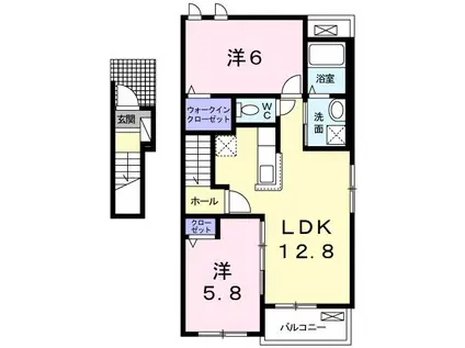 ショコレーヴII(2LDK/2階)の間取り写真