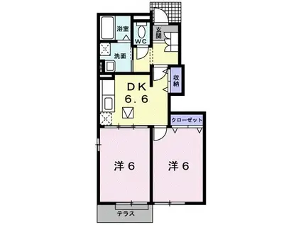 リバティハウス黒川I(2DK/1階)の間取り写真