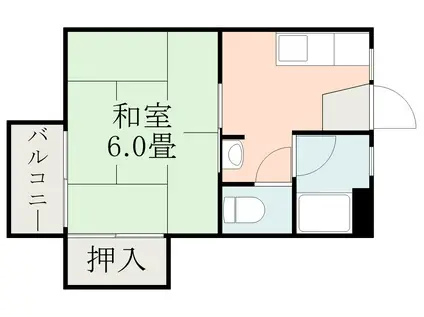 鹿児島県鹿児島市 3階建 築41年(1K/1階)の間取り写真