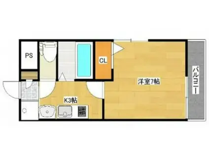 サンサリーレ(1K/3階)の間取り写真