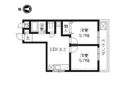ソレイユ(2DK/4階)の間取り写真
