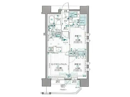 デュオステージ相模大塚(2LDK/11階)の間取り写真