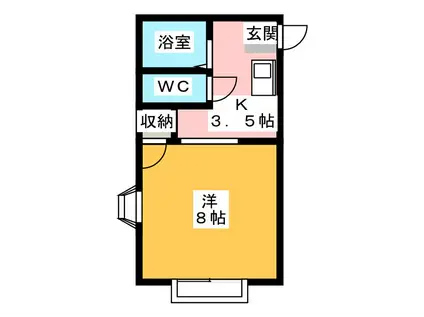 アーバンテラス深澤B(1K/2階)の間取り写真