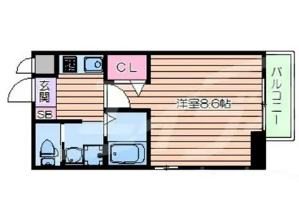 ビガーポリス300同心II(1K/8階)の間取り写真