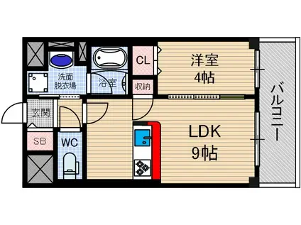 LOIRE F(1LDK/2階)の間取り写真