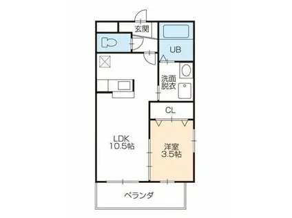 カーサハナブサ(1LDK/3階)の間取り写真