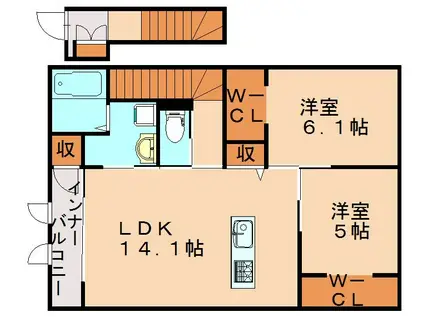 CASA ESTE (2LDK/2階)の間取り写真