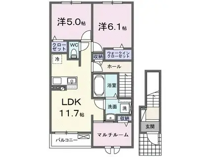 ビオルネ荒尾(3LDK/2階)の間取り写真