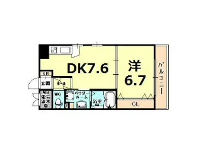 シーズン神戸新長田(1DK/7階)の間取り写真