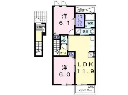 エアリーヒルズ・II(2LDK/2階)の間取り写真