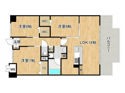 コンフォート優(3LDK/1階)の間取り写真