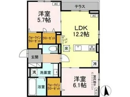 CLASSEUM仙台小田原 III(2LDK/1階)の間取り写真
