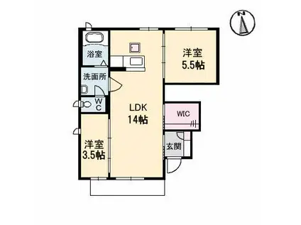 シャーメゾングリチネB(2LDK/1階)の間取り写真