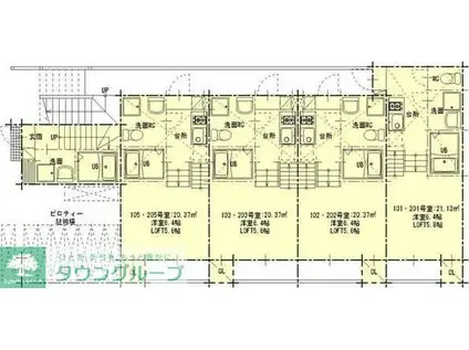 アーバンレガロIII(1K/1階)の間取り写真