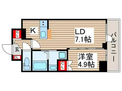 アルファプライム東陽町(1LDK/4階)の間取り写真