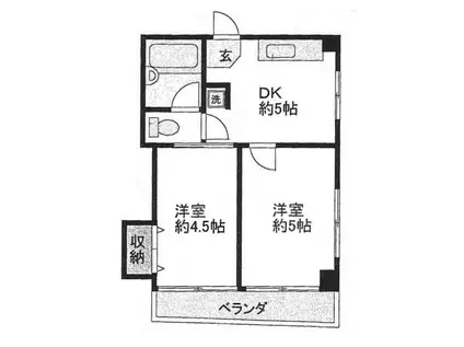 古都マンション(2DK/2階)の間取り写真