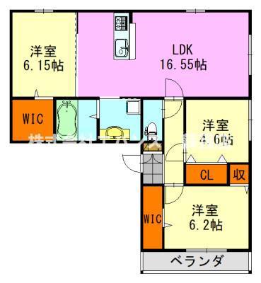 明幸2番館(3LDK/1階)の間取り写真