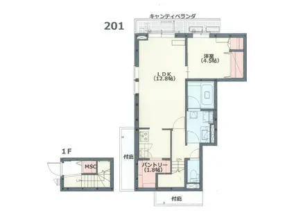 SKY HEIGHTS スカイハイツ(1LDK/2階)の間取り写真