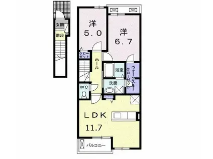 ドミールヒロ(2LDK/2階)の間取り写真