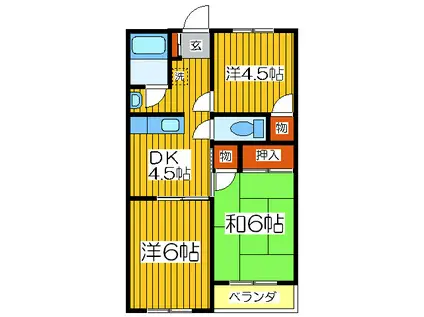 永井コーポラス(3DK/2階)の間取り写真