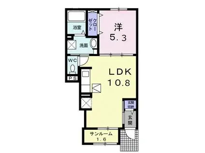 トイロ・リン(1LDK/1階)の間取り写真