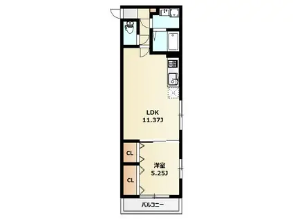 ミリアビタ飯山満II(1LDK/2階)の間取り写真