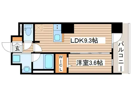 ドゥーエ仙台イーストIII(1LDK/3階)の間取り写真