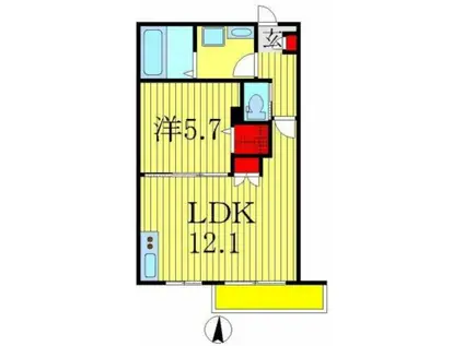 DOLCE VITA(1LDK/2階)の間取り写真