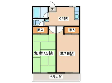 学園ハイムⅠ(2K/1階)の間取り写真