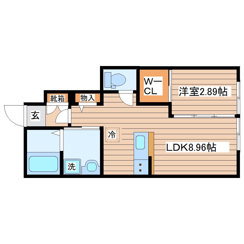 グランヴィラ八本松(1LDK/1階)の間取り写真