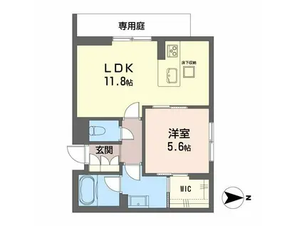 ＪＲ山陽本線 岡山駅 徒歩11分 2階建 新築(1LDK/1階)の間取り写真