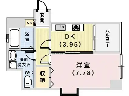 OPEN SESAME元町通(1DK/4階)の間取り写真